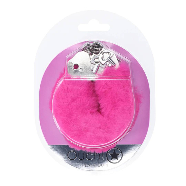 Kajdanki Heavy-Duty Fluffy Handcuffs Pink Ouch!