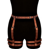 Brązowa skórzana uprząż na uda Karess Amelia