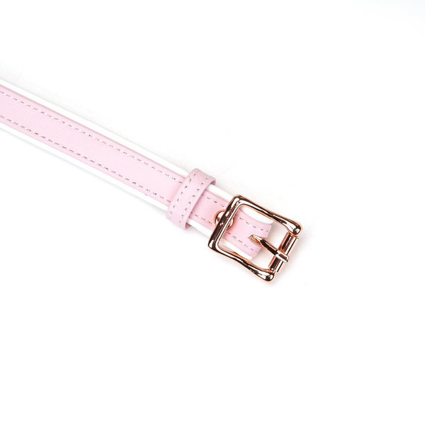 Maska White & Pink Fairygoat Leather Blindfold Liebe Seele