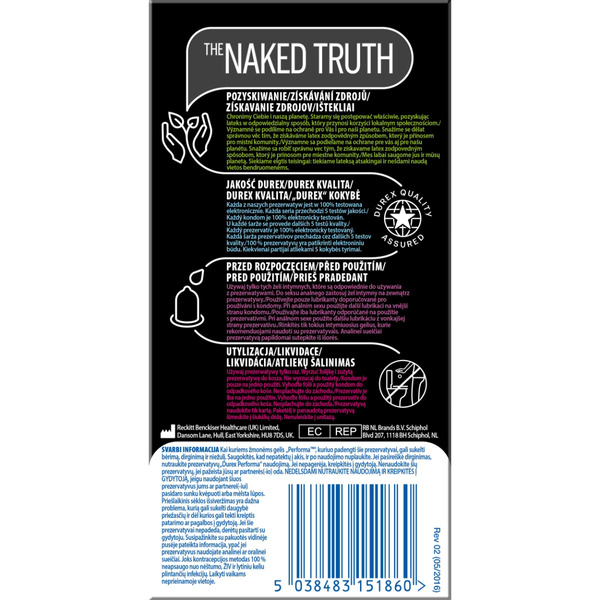 Prezerwatywy Lateksowe Przedłużające Stosunek Performa 12 Szt Durex