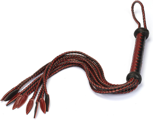 Liebe Seele Wine Red and Black Leather Cat O Nine Tails Whip