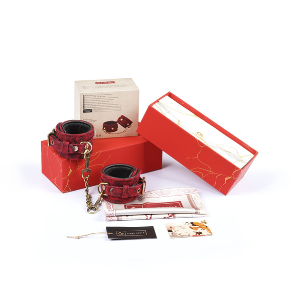 Liebe Seele Kinbaku Ukiyoe Red Rosy Lamb Leather Ankle Cuffs 
