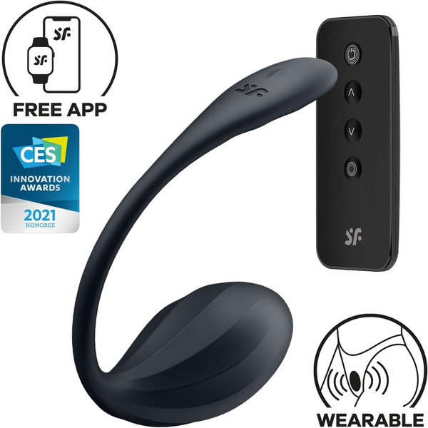 Jajeczko wibrujące Ribbed Petal black Connect App Satisfyer