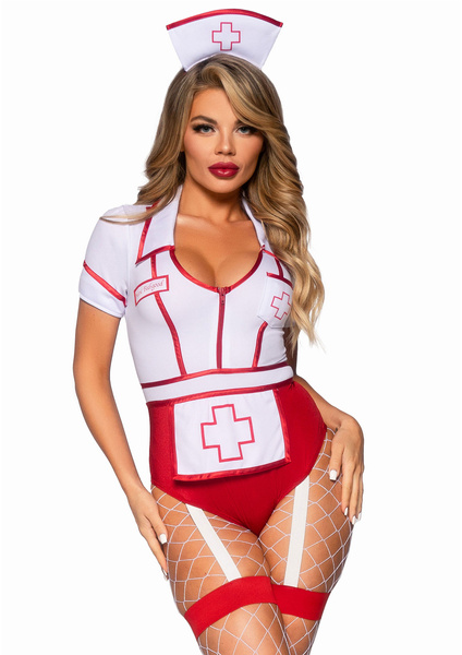Kostium Pielęgniarki Nurse Feelgood Bodysuit Red L Leg Avenue