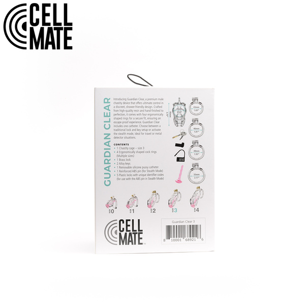 Pas cnoty Guardian Chastity Cage Clear Size 3 CELLMATE