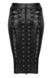  F152 Powerwetlook pencil skirt L Noir Handmade