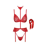 Komplet bielizny KISS243 Bondage Kiss Set Red S/M Noir Handmade