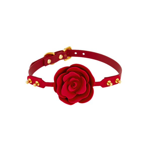 Silicone Rose-Shaped Gag with Red Straps Zalo & Upko Rose Ball Gag Red Straps UPKO