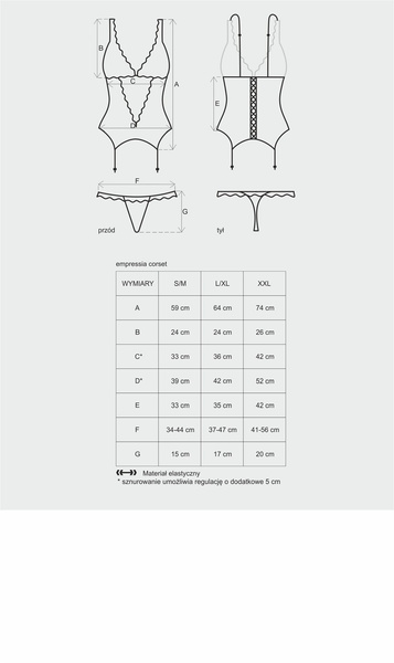 Gorset Ze Stringami Emperita L/Xl Obsessive