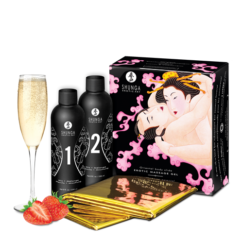 Shunga - Strawberry & Champagne Massage Gel 2 x 250 ml