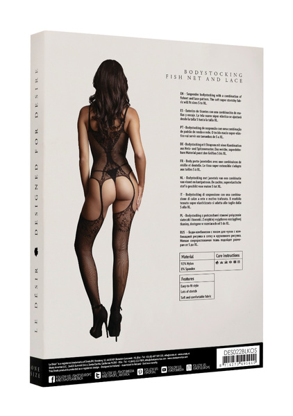 Bodystocking Fishnet And Lace Black 022 Os Le Désir