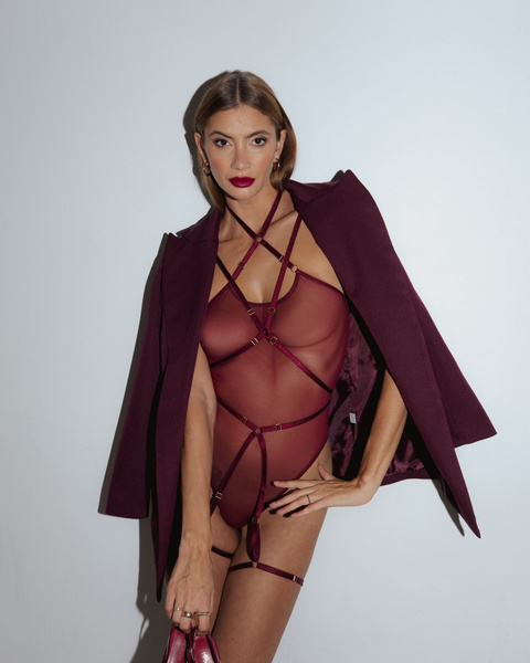 Batty Burgundy Body Harness Promees