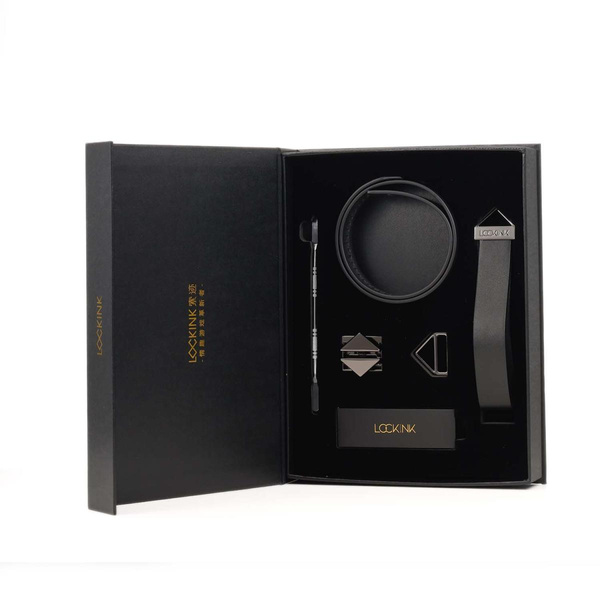 Obróżka Ze Smyczą Collar With Leash Set Black LOCKINK