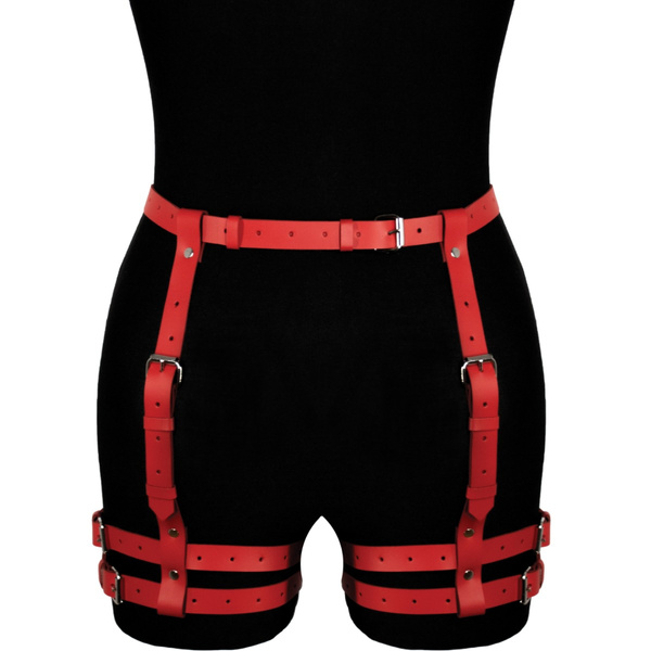 Leather belt Amelia red