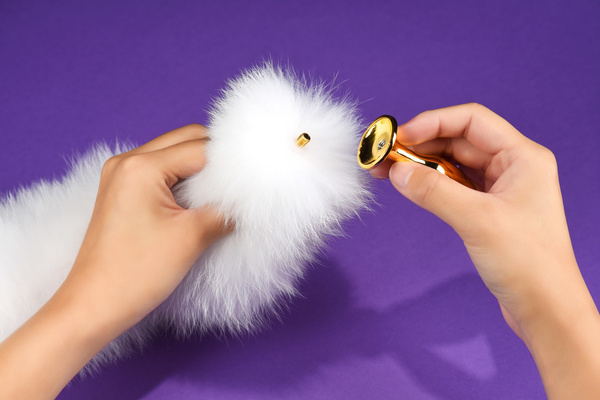 Odczepiany Metalowy Korek Z Lisim Ogonem Upko Fox Fur Tail Small Butt Plug UPKO