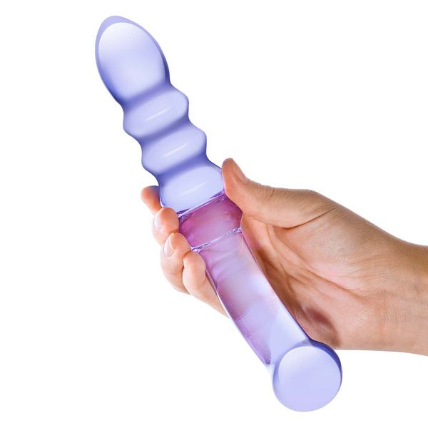 Glas - Purple Rain Ribbed Glass Dildo