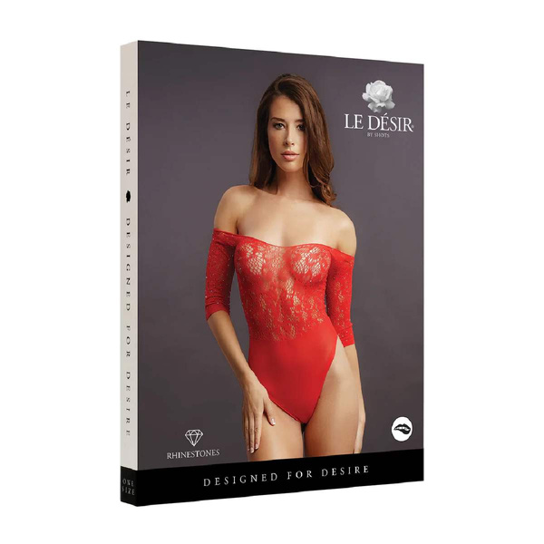 Body Crotchless Rhinestone Teddy Red OS Le Desir 