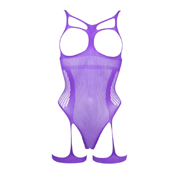 Body Open-Cup Strappy Teddy Purple OS Le Desir 
