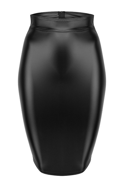  F152 Powerwetlook pencil skirt L Noir Handmade
