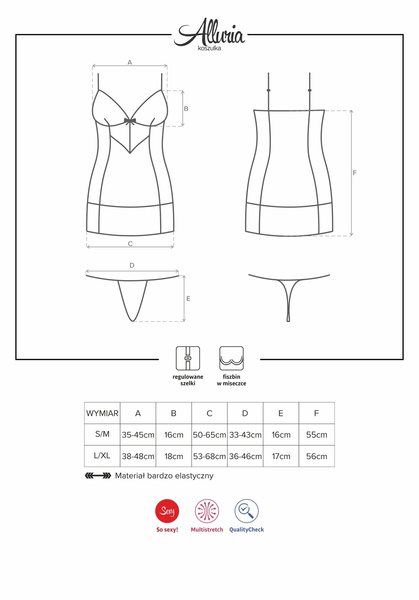 Koszulka Ze Stringami Alluria L/Xl Obsessive