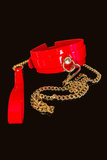 Obróżka ze smyczą O-Ring Collar + Leash Red/Gold Kinky Diva
