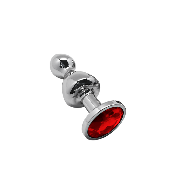 Korek analny Lollypop Double Ball Metal Plug L Red Wooomy