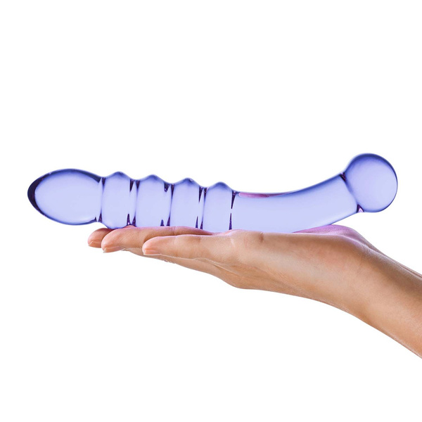 Glas - Purple Rain Ribbed Glass Dildo