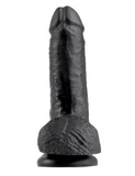 7' Cock With Balls Black Dildo Z Jądrami Czarne 18Cm King Cock