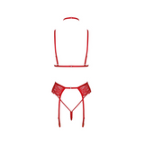 KISS243 Bondage Kiss Set Red L/XL Noir Handmade Lingerie Set