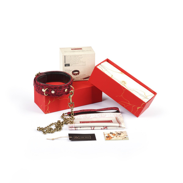 Liebe Seele Kinbaku Ukiyoe Red Rosy Leather Collar and Leash 