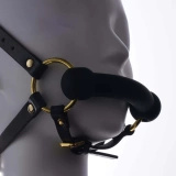 Knebel Leather Head Restraint Harness Mouth Gag With Leash UPKO