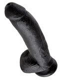 9' Cock With Balls Black Dildo Z Jądrami Czarne 23Cm King Cock