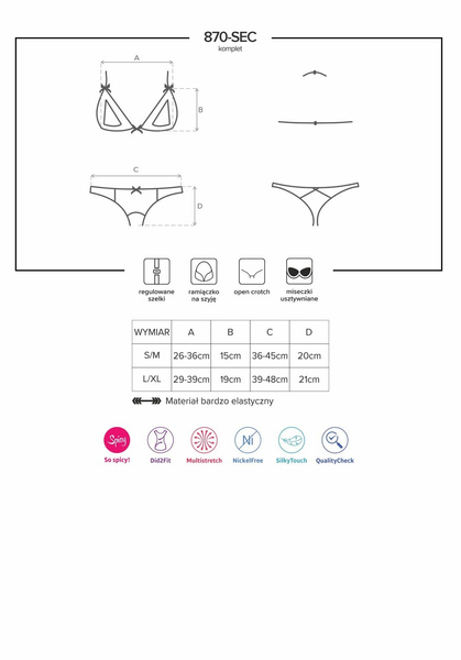870-Sec-3 Komplet 2-Częściowy Czerwony L/Xl Obsessive