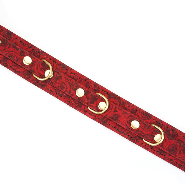 Liebe Seele Kinbaku Ukiyoe Red Rosy Leather Collar and Leash 