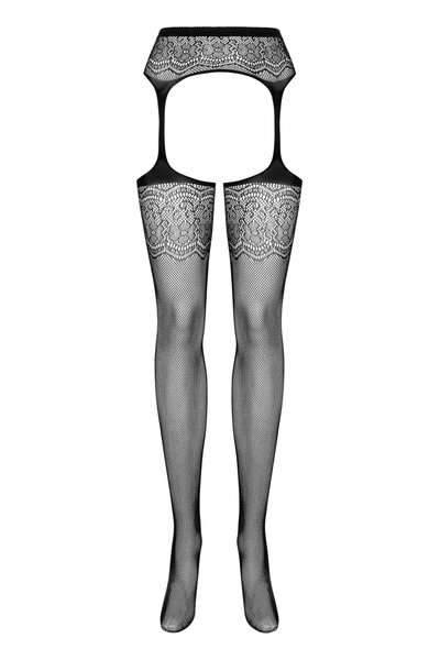 S207 Garter Stockings Czarne Xl/Xxl Obsessive