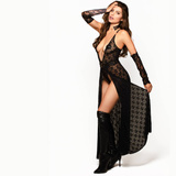 Empress Lace Skirt Black/Gold M/L Kinky Diva