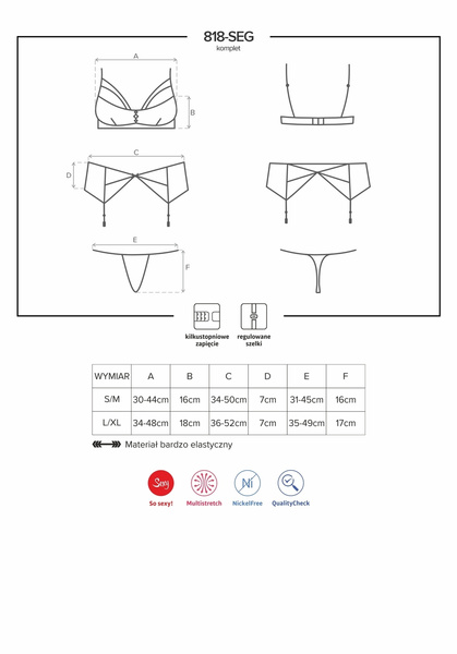 818-Seg-1 Komplet Czarny S/M Obsessive