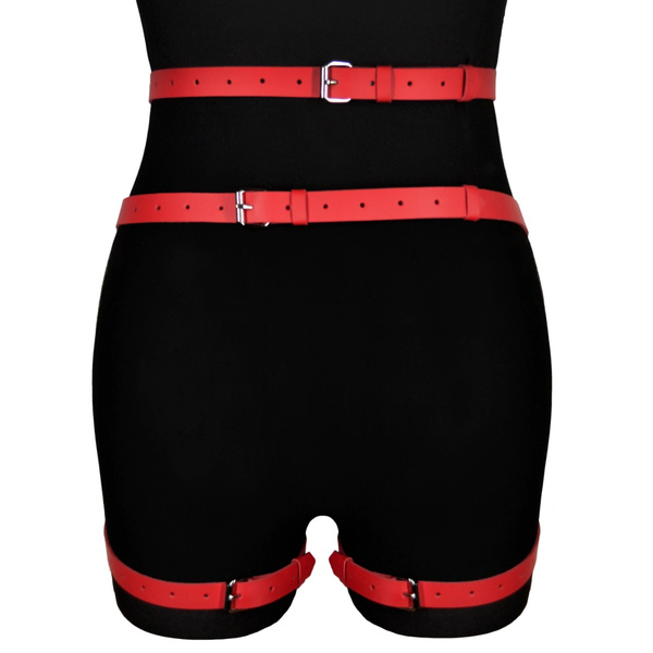 Leather belt Alisa red