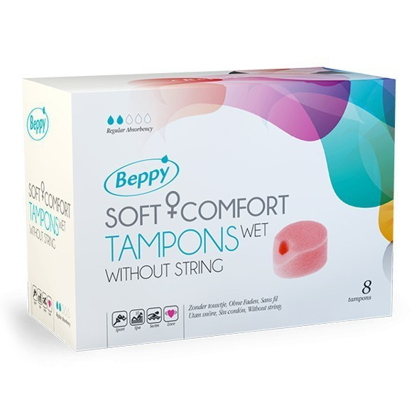 Beppy Soft Comfort Tampons Wet tampony bez sznurka nawilżane 8 szt.