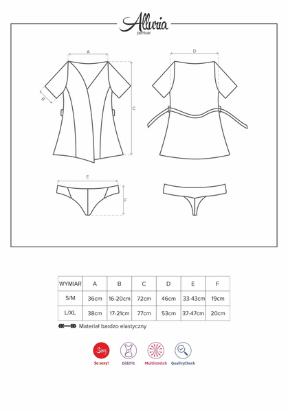 Peniuar Ze Stringami Alluria L/Xl Obsessive