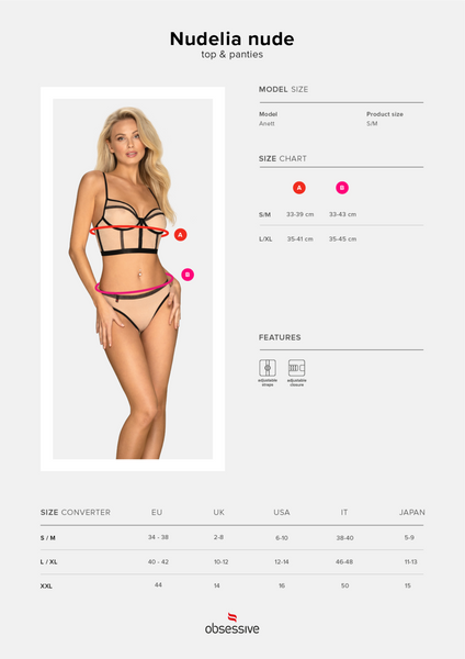 Beige, Shiny Top with Nudelia Nude Panties L/XL Obsessive