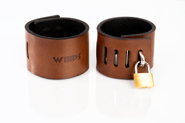 Brown Locking Cuffs Size L Primal Bond Whips
