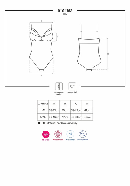 818-Ted-1 Body Czarne Xxl Obsessive