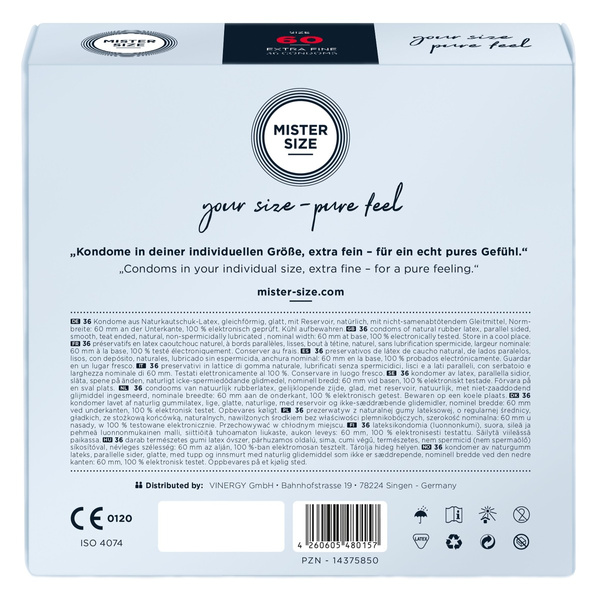 Condoms 60 Mm 36 Pieces Mister.Size
