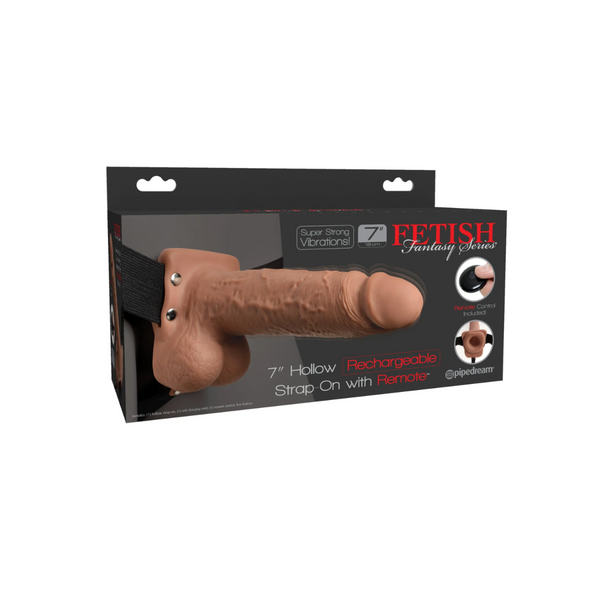 Uprząż Fetish Fantasy Series 7" Hollow Strap-On With Remote Tan Pipedream