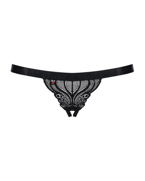 828-THC-1 open black thong L/XL Obsessive