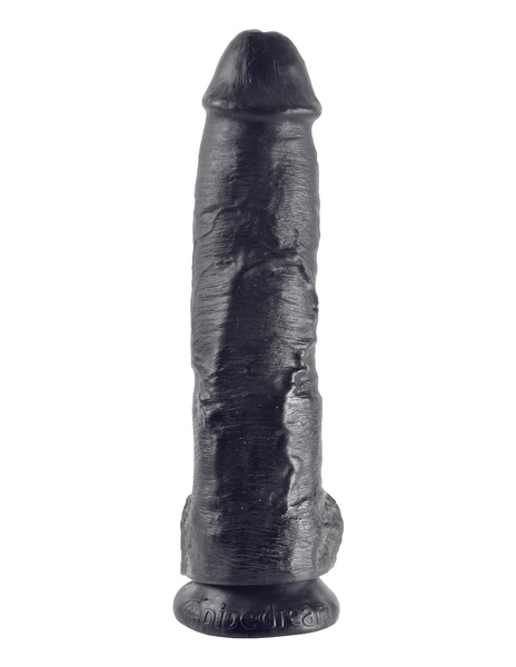 10' Cock With Balls Black Dildo Z Jądrami Czarne 25 Cm King Cock