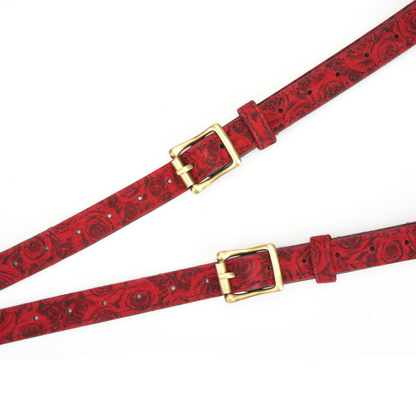 Kinbaku Ukiyoe Red Rosy Leather Strap On Harness Liebe Seele
