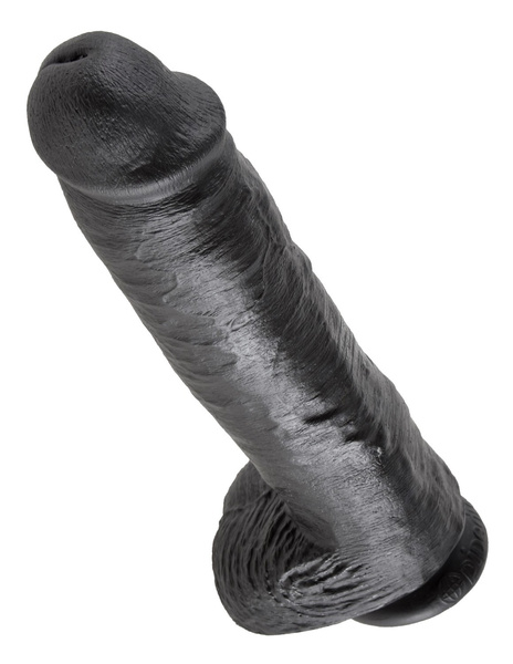11' Cock With Balls Black Dildo Z Jądrami Czarne 28 Cm King Cock