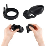 Denial Silicone Chastity Cage Set Black Brutus